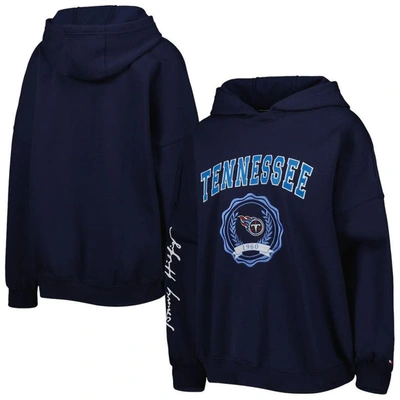 Tommy Hilfiger Navy Tennessee Titans Becca Drop Shoulder Pullover Hoodie