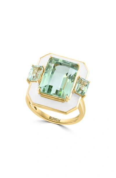Effy 14k Yellow Gold Diamond Green Amethyst Ring