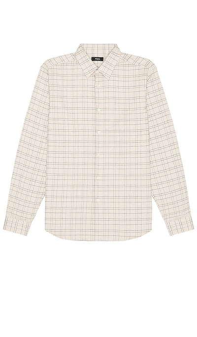 Theory Irving Plaid Cotton Flannel Button-up Shirt In Moon