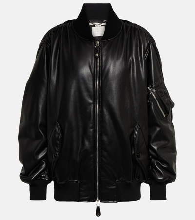Stella Mccartney Oversize Faux Leather Bomber Jacket In Black