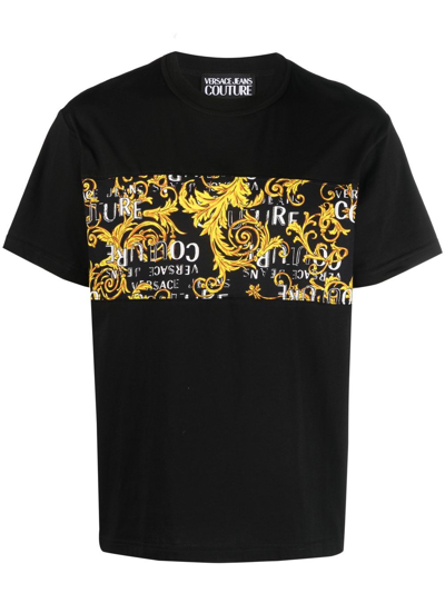 Versace Jeans Couture Baroque-print T-shirt In Black