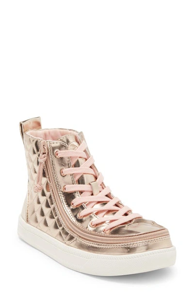 Billy Footwear Kids' Diamond Quilt High Top Sneaker In Pink/ Rose Gold