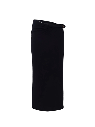 Versace Opaque Viscose Jersey Knotted Midi Skirt In Black