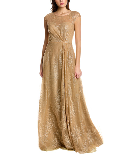 Rene Ruiz Glitter A-line Gown In Gold
