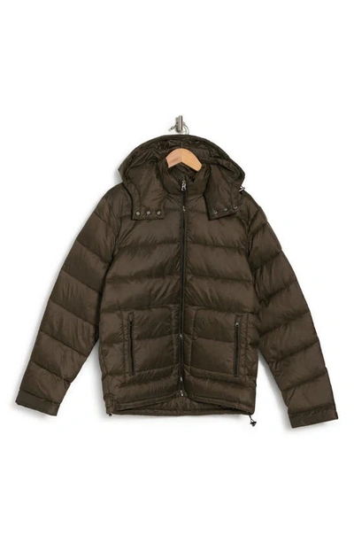 Slate & Stone Hooded Quilted Nylon Down Puffer Jacket In Fatigue Green