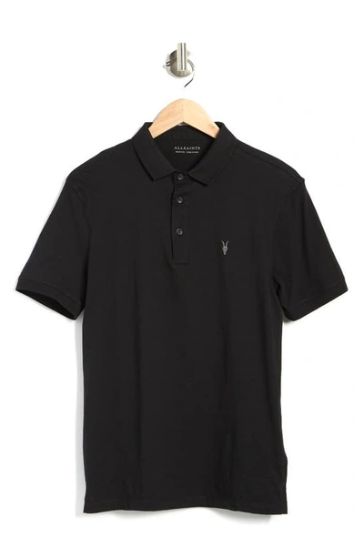 Allsaints Vidal Polo Shirt In Jet Black