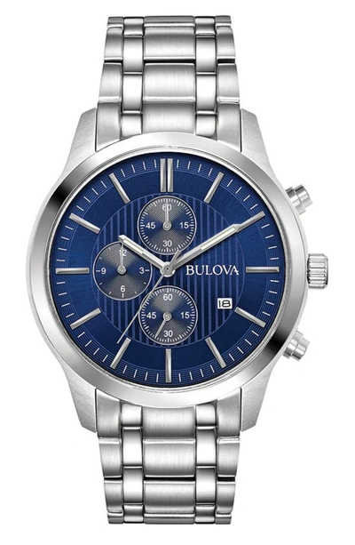 Bulova Stainless Steel Bracelet Watch, 43mm X 9mm In Silver