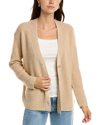 Vince Shaker Stitch V-neck Wool & Cashmere Cardigan In Brown