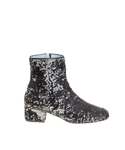Chiara Ferragni Reversible Sequined Ankle Boots In Black
