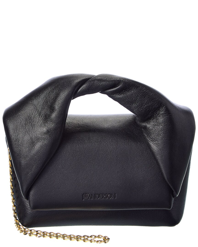 Jw Anderson Twister Mini Leather Shoulder Bag In Black