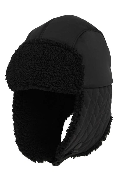 Ugg Quilted Nylon Fleece Trapper Hat In Black