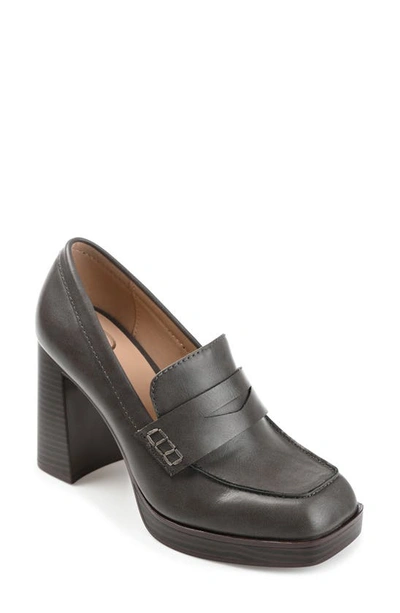 Journee Collection Ezzey Platform Penny Loafer Pump In Grey