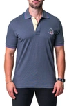 Maceoo Mozart Tipped Cotton Piqué Polo In Blue