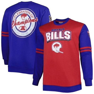 Mitchell & Ness Men's  Red And Royal Buffalo Bills Big And Tall Celebration Of Champions Pullover Swe