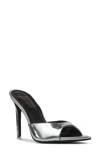 Black Suede Studio Brea Pointed Toe Sandal In Silver Mirror Metallic Leather