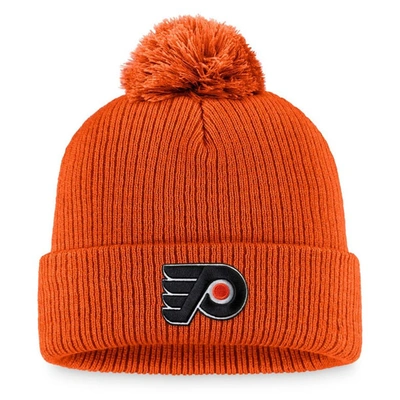 Fanatics Branded Orange Philadelphia Flyers Core Primary Logo Cuffed Knit Hat With Pom