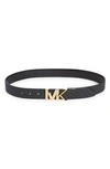 Michael Kors Monogram Reversible Leather Belt In Black