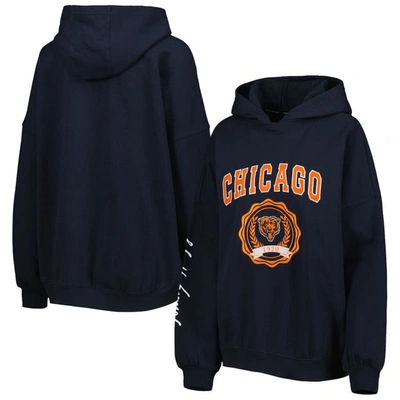 Tommy Hilfiger Navy Chicago Bears Becca Drop Shoulder Pullover Hoodie