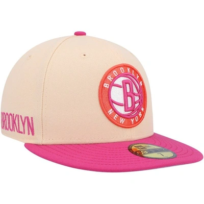 New Era Orange/pink Brooklyn Nets Passion Mango 59fifty Fitted Hat