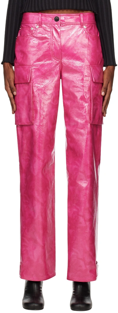 Stand Studio Pink Ada Faux-leather Trousers In Fuchsia