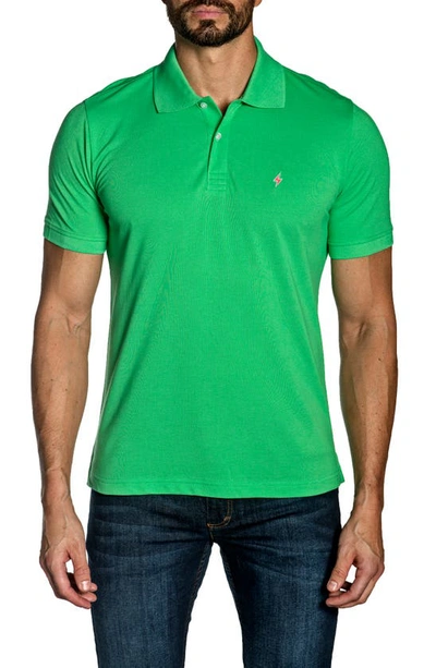 Jared Lang Cotton Knit Polo In Green
