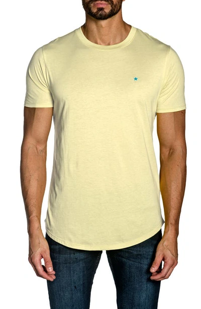 Jared Lang Short Sleeve Cotton T-shirt In Pastel Yellow