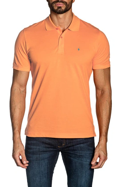 Jared Lang Knit Polo In Coral