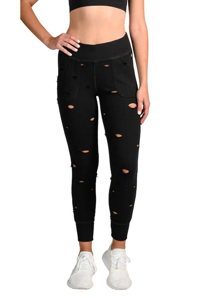 90 Degree By Reflex Distressed Jogger Pants In Black