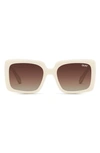 Quay X Paris Total Vibe 54mm Polarized Square Sunglasses In Bone,brown Polarized