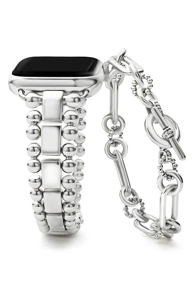 Lagos Smart Caviar Link Bracelet & Apple® Watch Watchband Gift Set In Silver