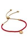 Monica Vinader Gold Linear Disc Friendship Bracelet In 18ct Gold Vermeil On Sterling