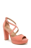 Naturalizer Melody Platform Sandal In Coral Orange Suede