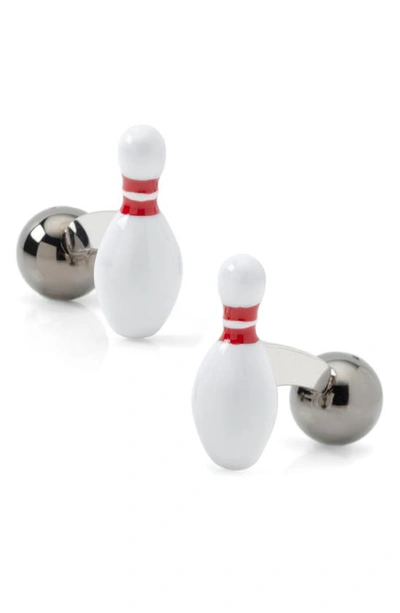 Cufflinks, Inc Men's 3d Bowling Pin & Ball Cufflinks In White