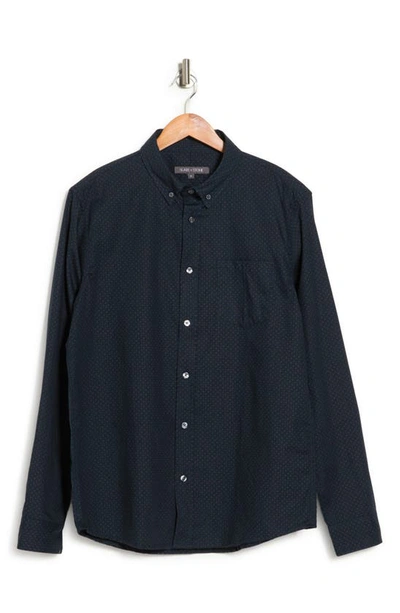 Slate & Stone Long Sleeve Button Down Polka Dot Cotton Poplin Shirt In Navy Pindot