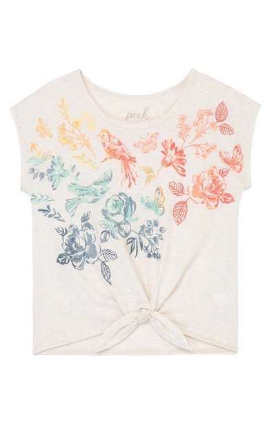 Peek Aren't You Curious Kids' Rainbow Butterfly Cotton Graphic Tee In Oatmeal