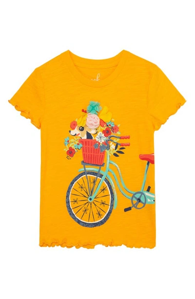 Peek Aren't You Curious Kids' Bicycle Embellished T-shirt In Orange