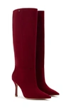 Larroude Kate Pointed Toe Knee High Boot In Red