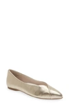 Birdies Goldfinch Pointed Toe Flat In Gold Leather