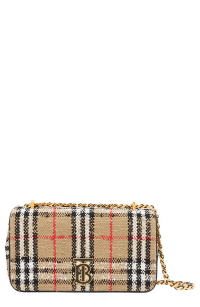 Burberry Small Lola Woven Check Crossbody In Archive Beige