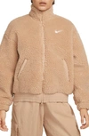 Nike Sportswear Swoosh Plush Fleece Jacket In Brown