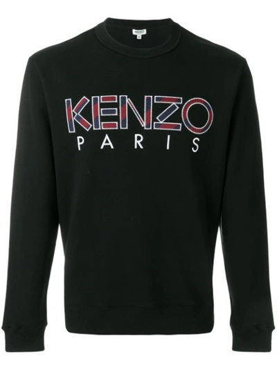 Kenzo Men's Logo Crewneck Woven Sweatshirt In Black