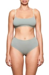 Skims Stretch Cotton Jersey Scoop Neck Bralette In Mineral