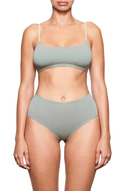 Skims Stretch Cotton Jersey Scoop Neck Bralette In Mineral