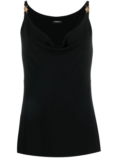 Versace Medusa Cowl Neck Top In Black