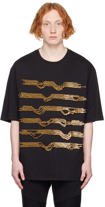 Balmain Chain-trim T-shirt In Black