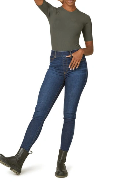 Spanx Suit Yourself Ribbed Crew Neck Short Sleeve Smoother Bodysuit In Dark Palm