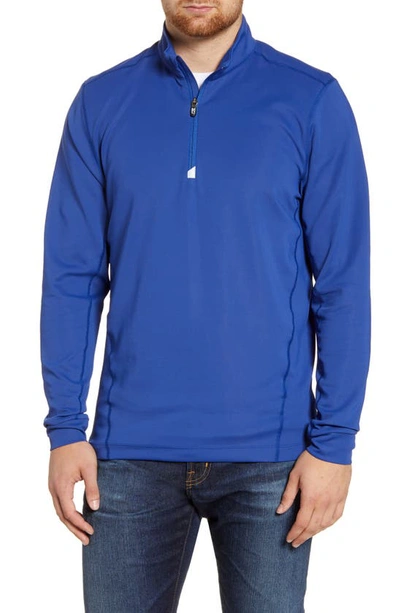 Cutter & Buck Traverse Regular Fit Quarter Zip Pullover In Tour Blue