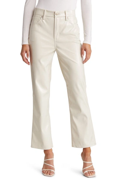 Good American Good Curve Faux Leather Straight Leg Trousers In Bone