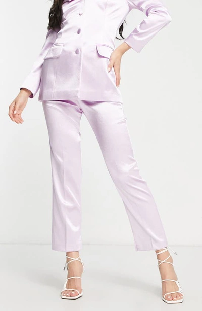 Asos Design Metallic Cigarette Suit Pants In Lilac-purple