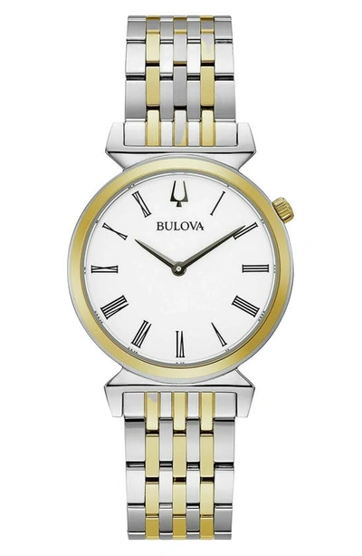 Bulova Regatta Two Tone Quartz Stainless Steel Bracelet Watch, 40mm X 5.5mm In Two-tone